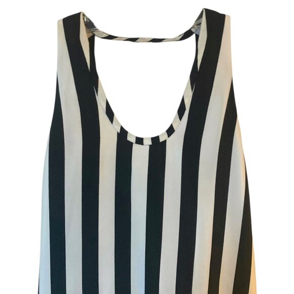 BCBGMAXAZRIA Black + White Striped Dana Open-Back Silk Tank Blouse NWT Size XXS - Picture 3 of 7